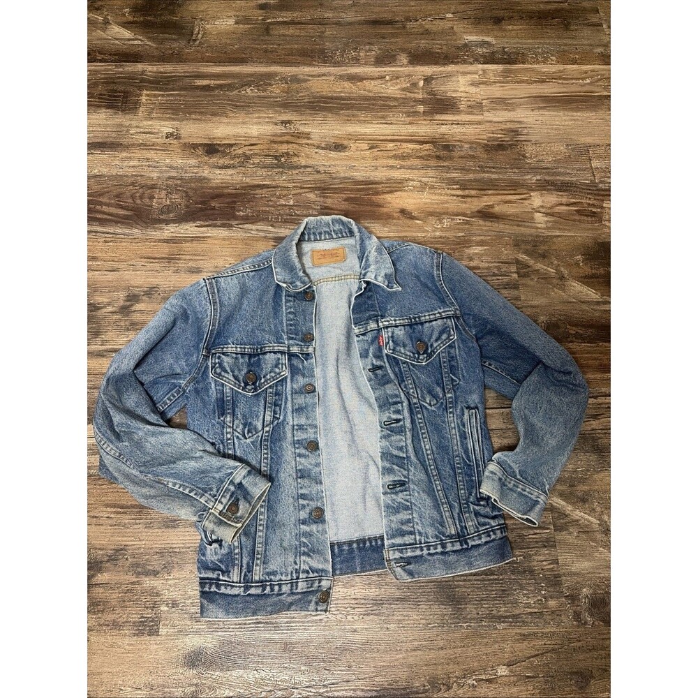 Vintage Levis Denim Trucker Jacket Womens 36 M Blue Jean 70506-0217 Little E